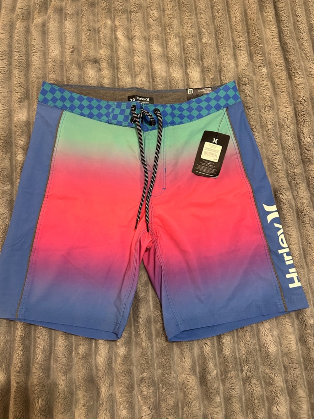 Hurley Youth Blue-Green-Pink Gradient Board Shorts